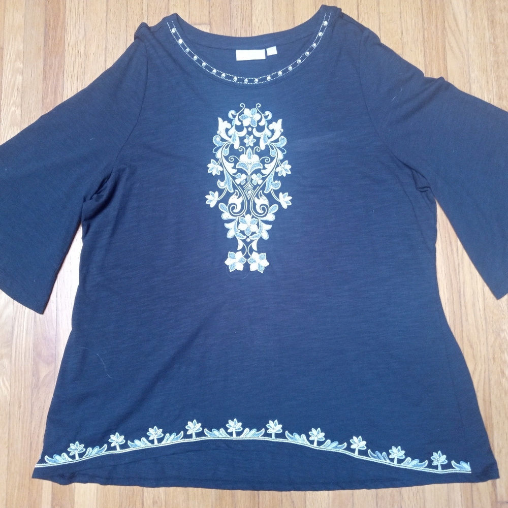 Belle Kim Gravel Jeweled Classic Tunic